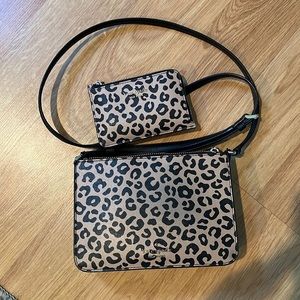 Kate Spade Cheetah Crossbody and Clip Little Wallet